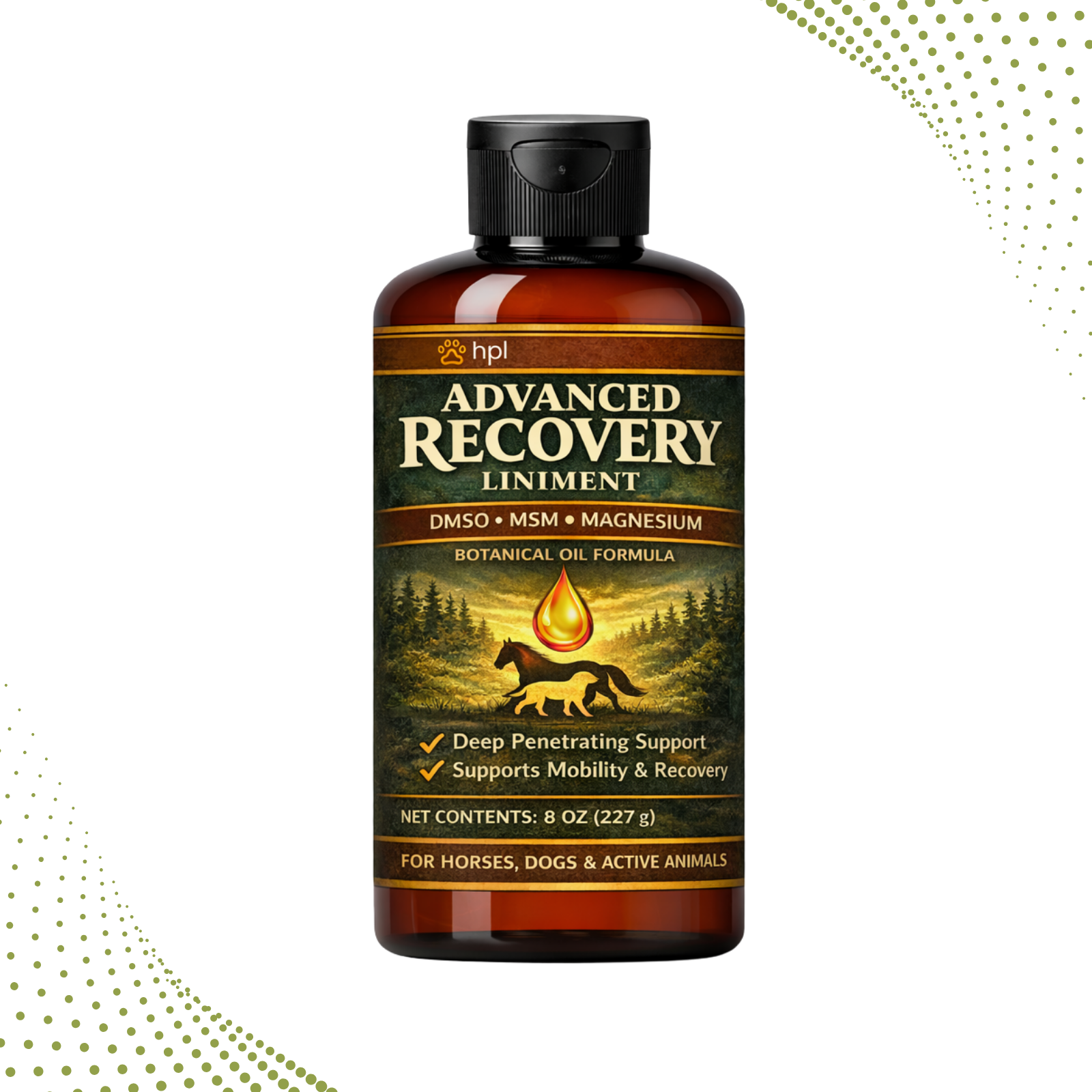 Advanced Recovery Liniment for Horses, Dogs & Active Animals | Veterinary Liniment Gel | DMSO, MSM, Magnesium & Castor Oil Liniment for Joint & Muscle Pain
