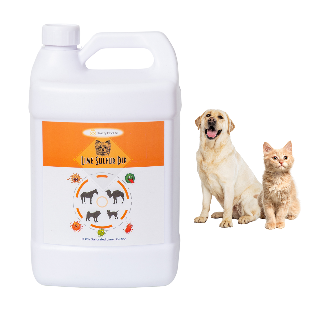 Healthy Paw Life Lime Sulfur Dip and Antiparasitic & Antiseborrheic Sulfur Salicylic Acid Dog Shampoo- 1 Gallon Each