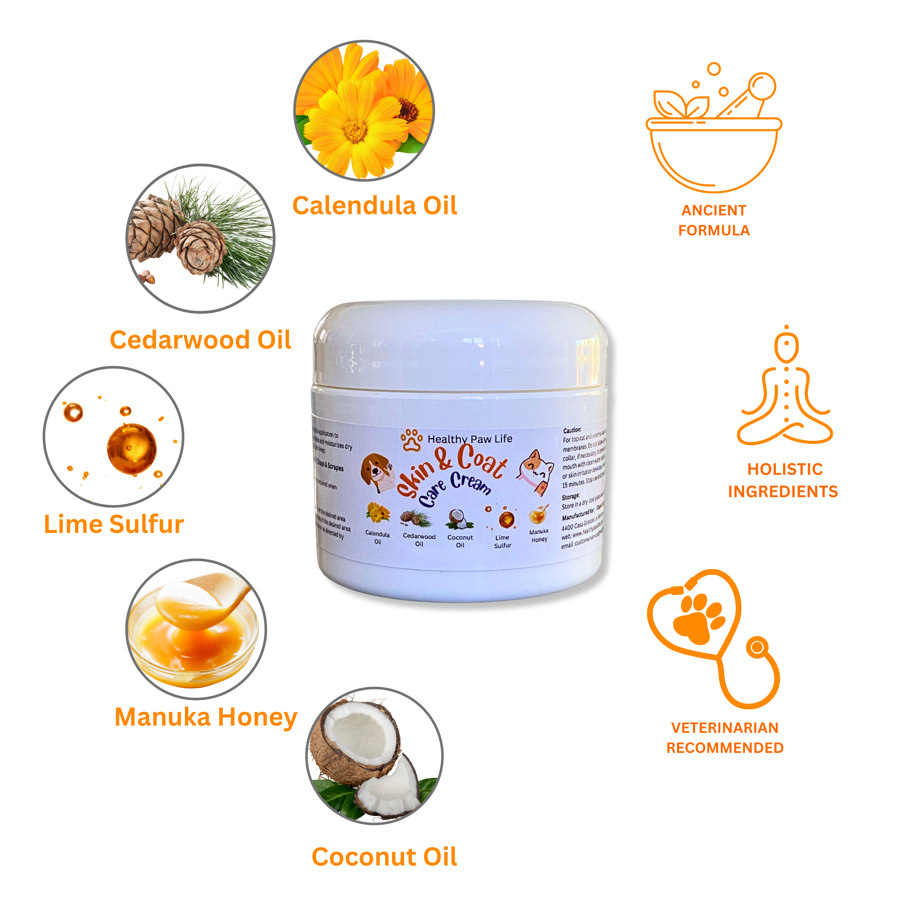 Healthy Paw Life Calendula Manuka Honey & Cedarwood Cream for Pets | Nourishing Pet Skin Care