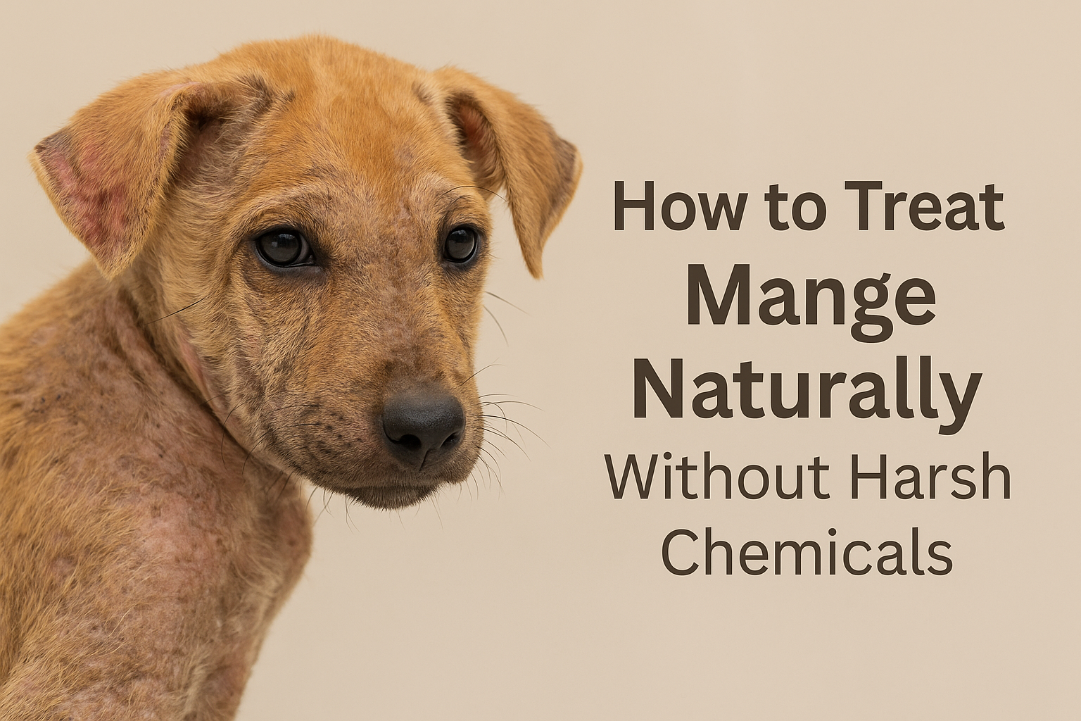 Two adorable puppies sitting in a field of flowers, with grooming tools below them.