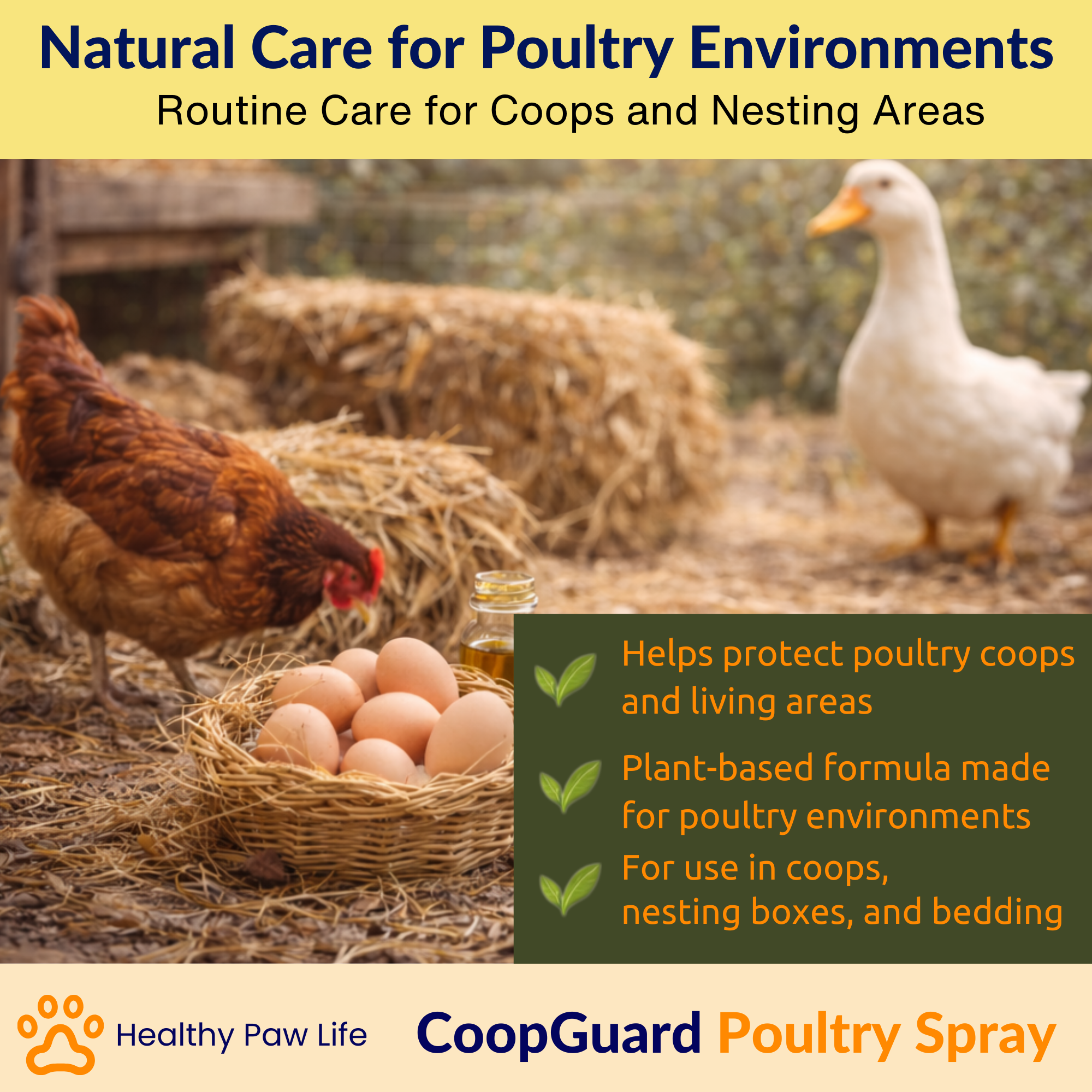 CoopGuard Poultry Spray – Plant-Based Poultry Housing Care for Coops, Nesting Boxes & Bedding – Natural Essential Oils - No Egg Withdrawl