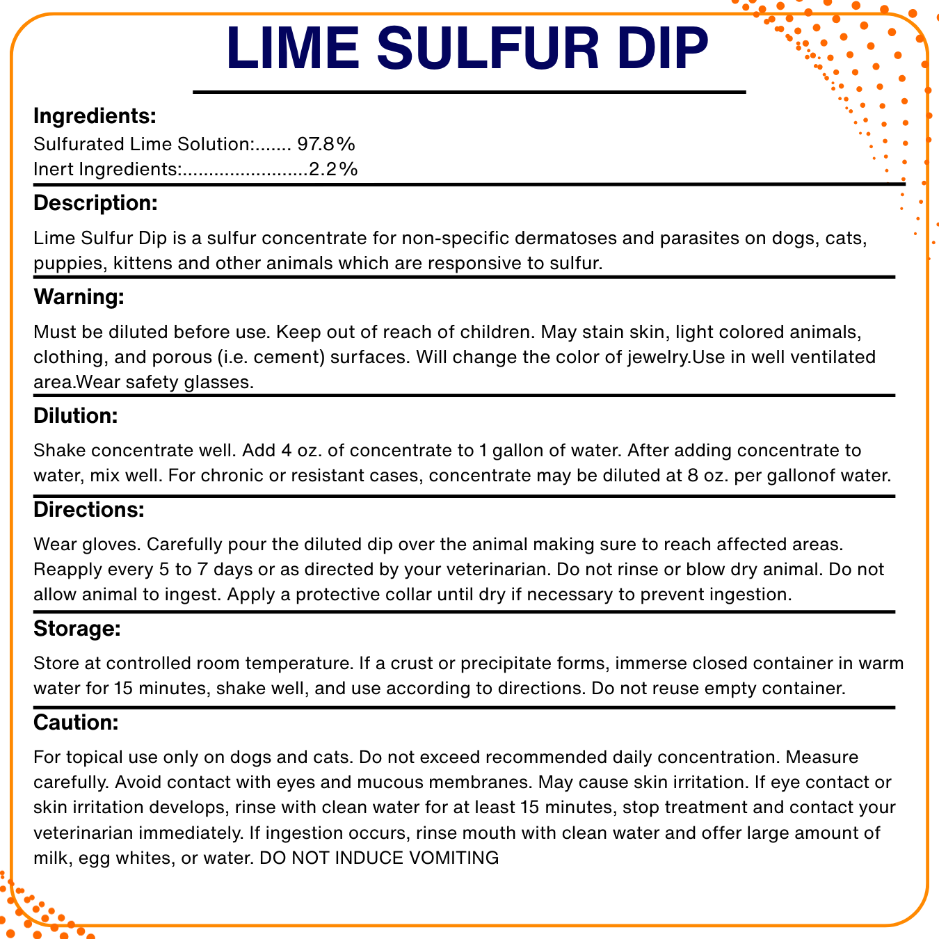 Lime Sulfur Dip – Concentrated Sulfur Solution for Itchy Skin, Mange, Ringworm & Dermatitis – Safe for Dogs, Cats, Puppies, Kittens, Horses, and Livestock