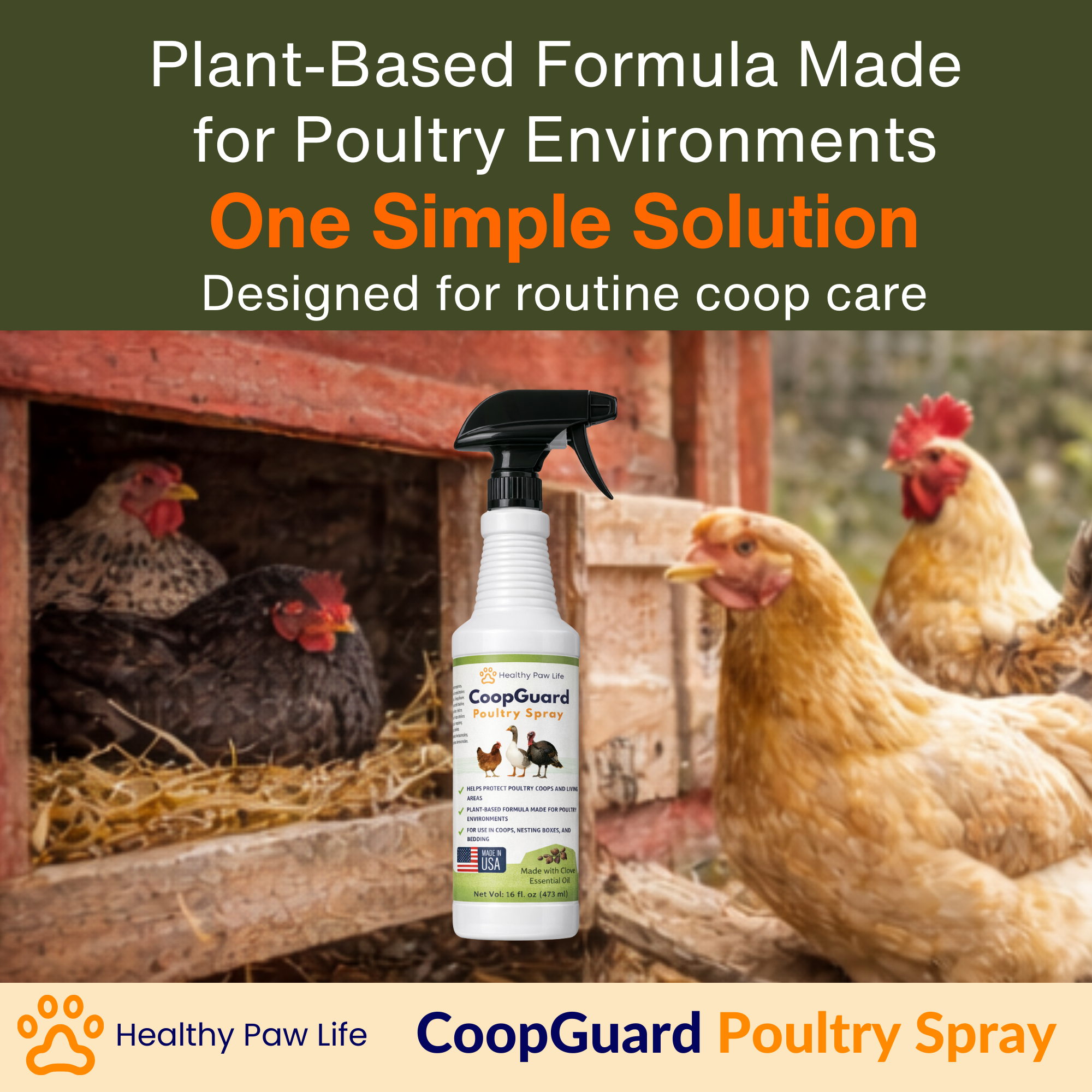 CoopGuard Poultry Spray – Plant-Based Poultry Housing Care for Coops, Nesting Boxes & Bedding – Natural Essential Oils - No Egg Withdrawl