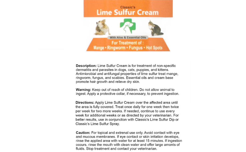 Lable- Lime Sulfur Pet Skin Cream