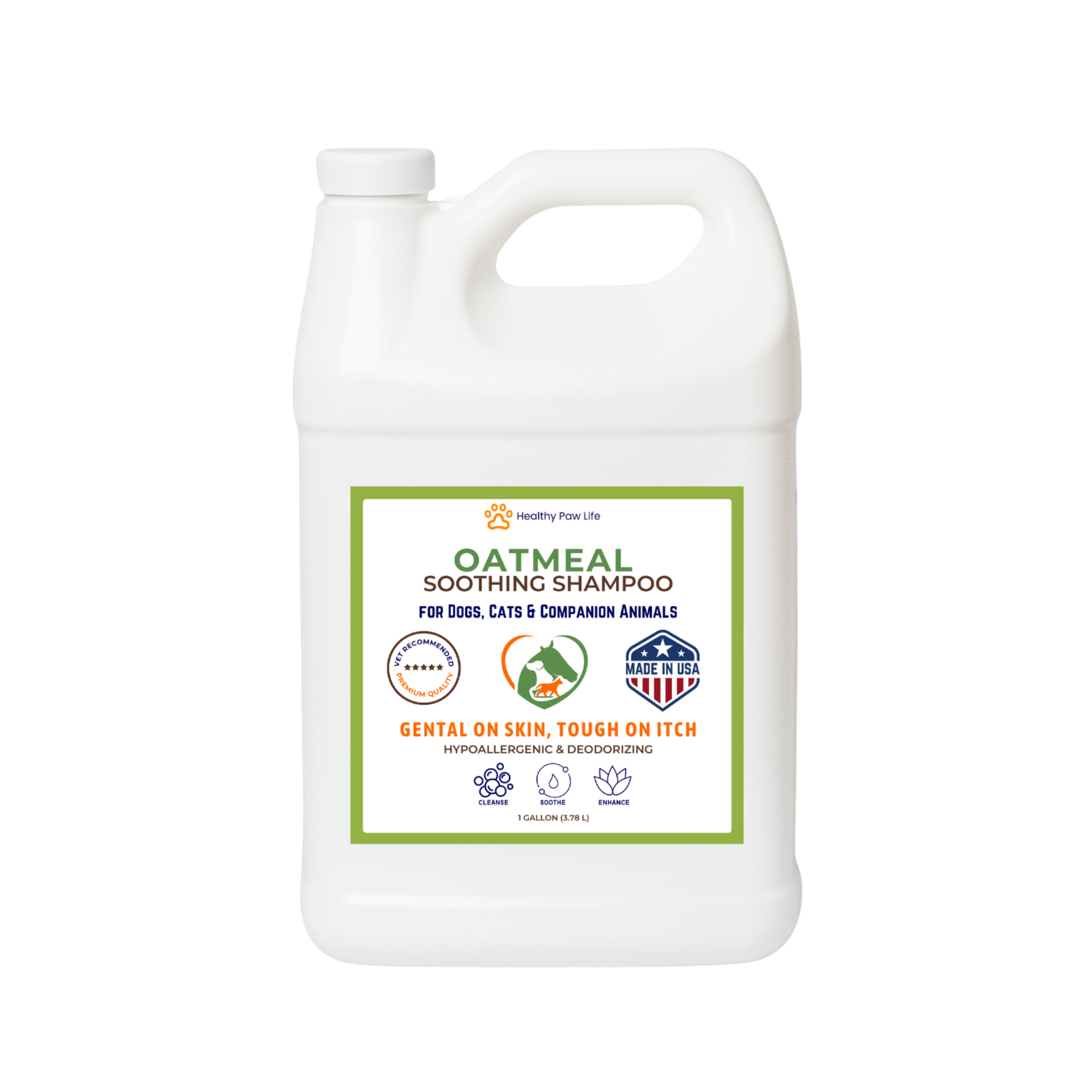 Oatmeal Shampoo – Vet-Recommended Itch Relief for Dogs, Cats & Horses – Hypoallergenic, Moisturizing & Deodorizing – 1 Gallon – Made in USA