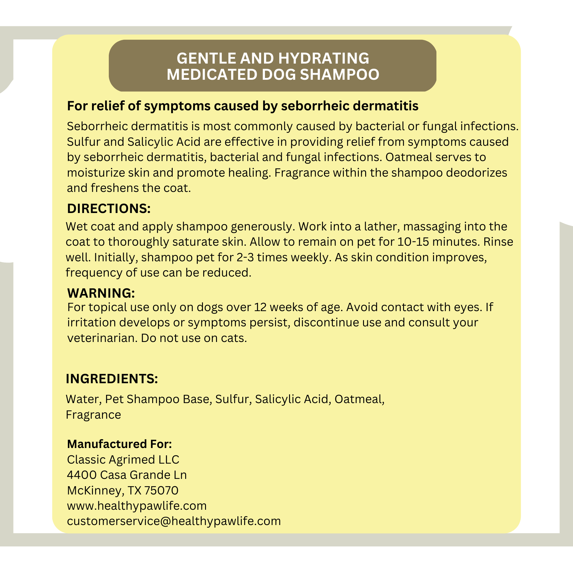 Salicylic acid outlet for dog skin