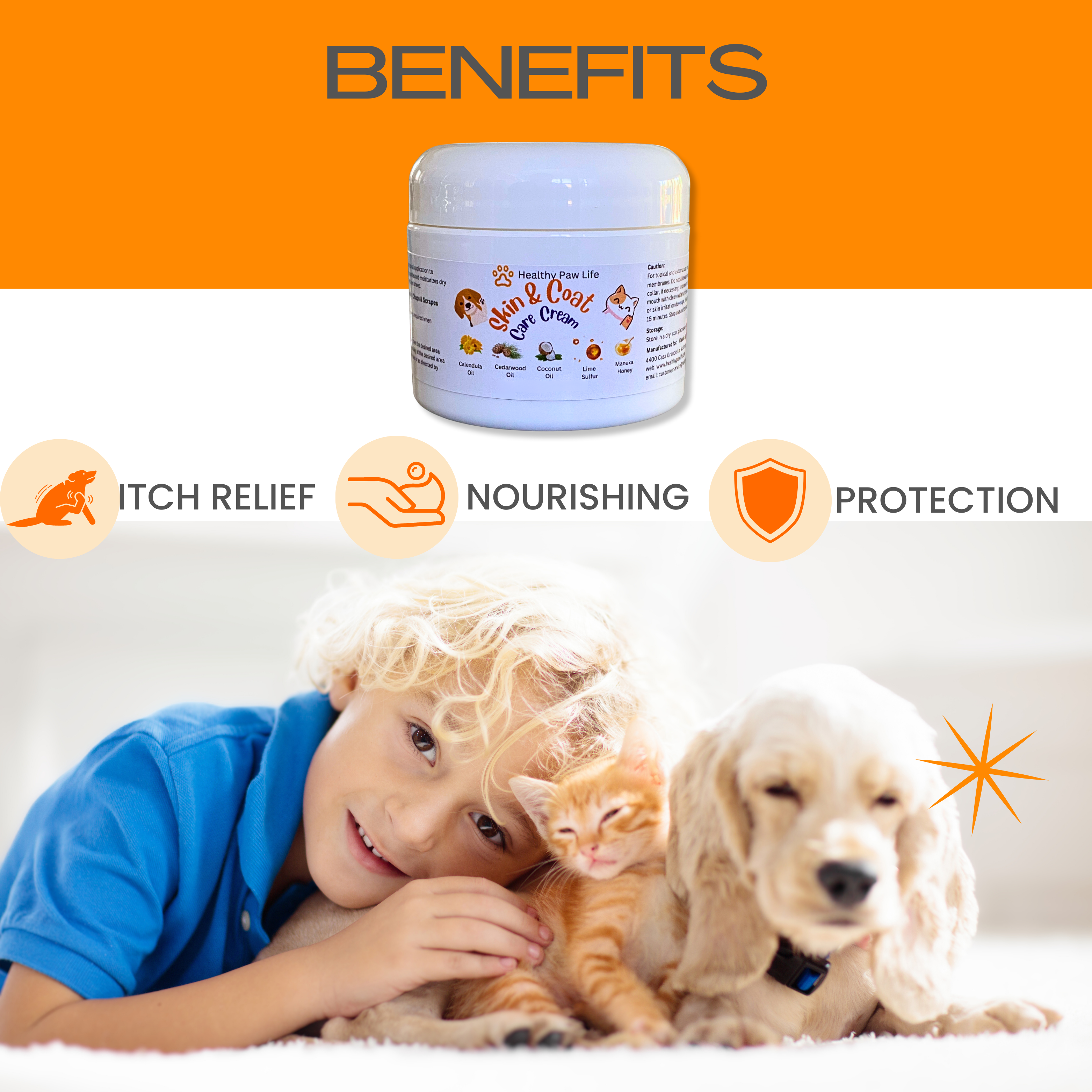 Healthy Paw Life Calendula Manuka Honey & Cedarwood Cream for Pets | Nourishing Pet Skin Care
